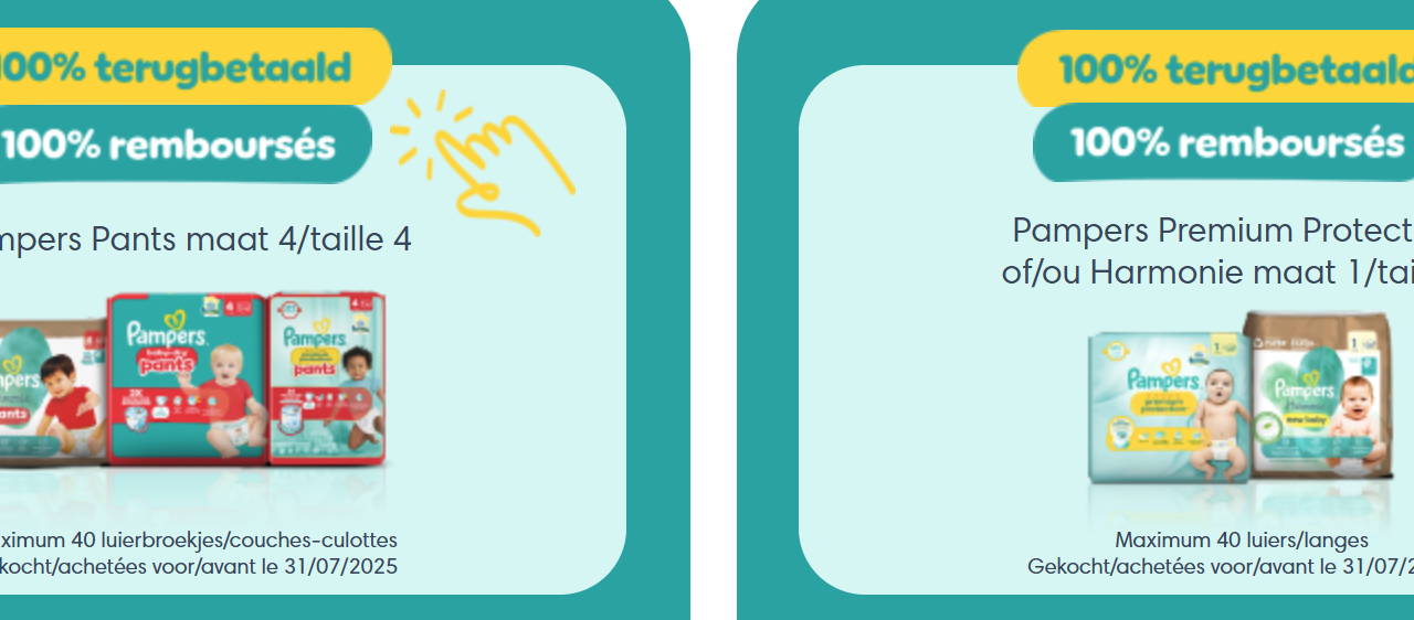 Pampers pants taille 4 – 100% remboursé