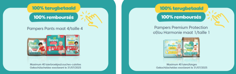 Pampers pants taille 4 – 100% remboursé