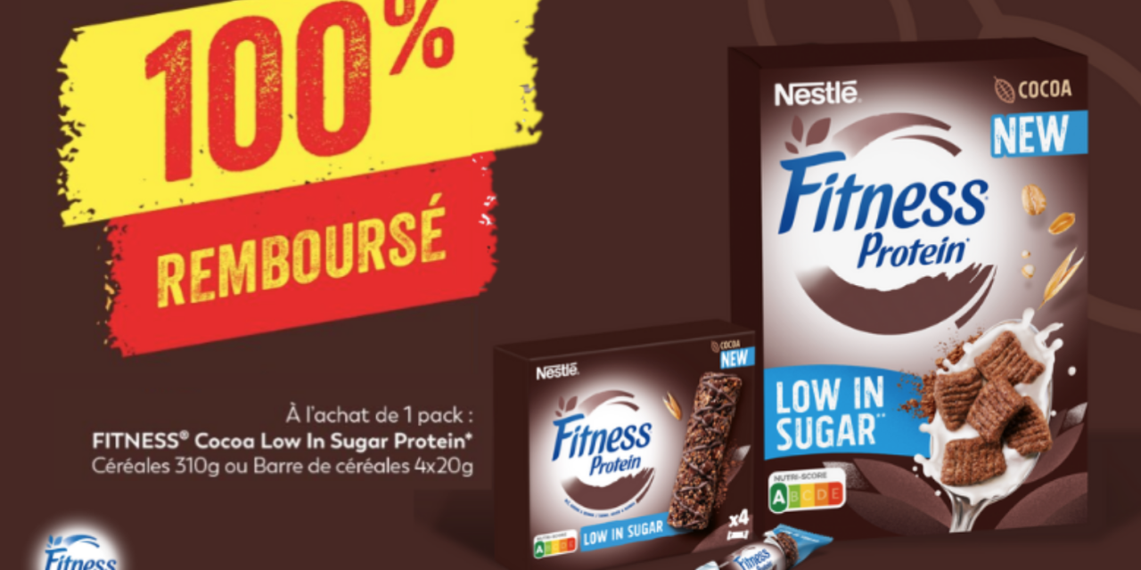 Nestlé FITNESS Cacao Low In Sugar Protein 100% remboursé