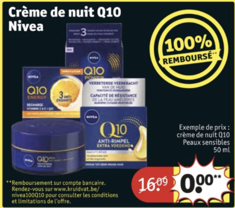 Kruidvat – Crème de nuit Nivea Q10 – 100% remboursé