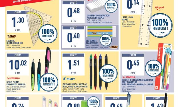 Bureau vallée 14 produits 100% remboursés pour la rentrée