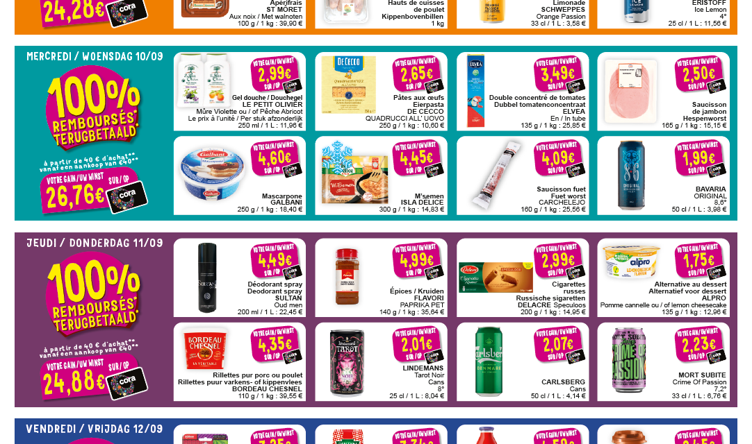 Cora de nombreux articles 100% remboursés sur la carte