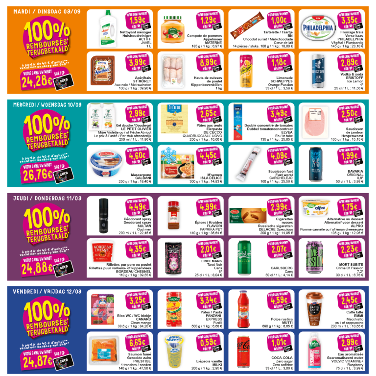 Cora de nombreux articles 100% remboursés sur la carte