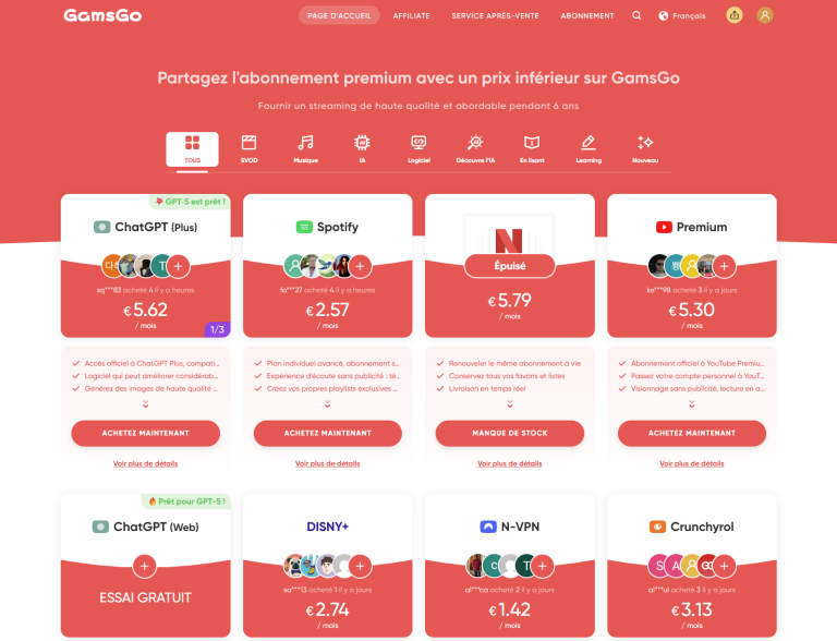GamsGo : économisez sur tous vos abonnements