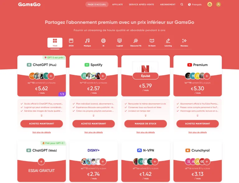 GamsGo : économisez sur tous vos abonnements