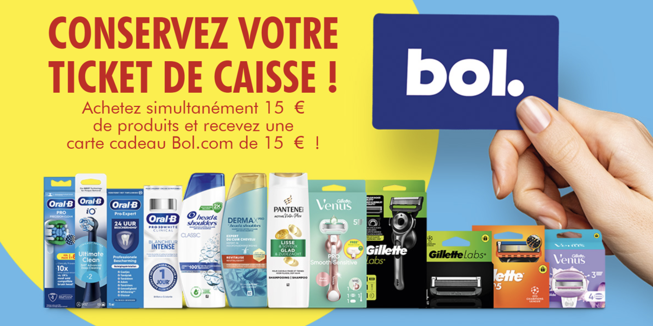 Delhaize : Achetez 15€ de produits participants et recevez un bon cadeau BOL de 15€