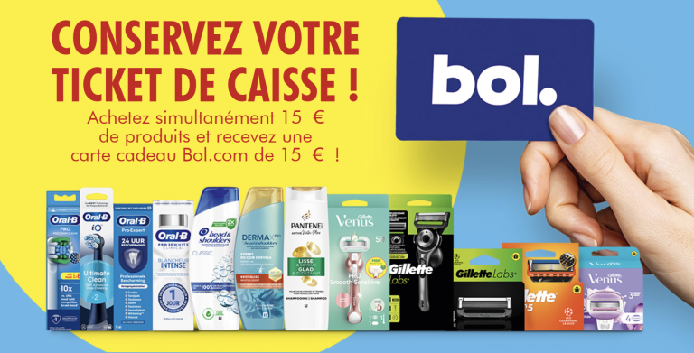 Delhaize : Achetez 15€ de produits participants et recevez un bon cadeau BOL de 15€