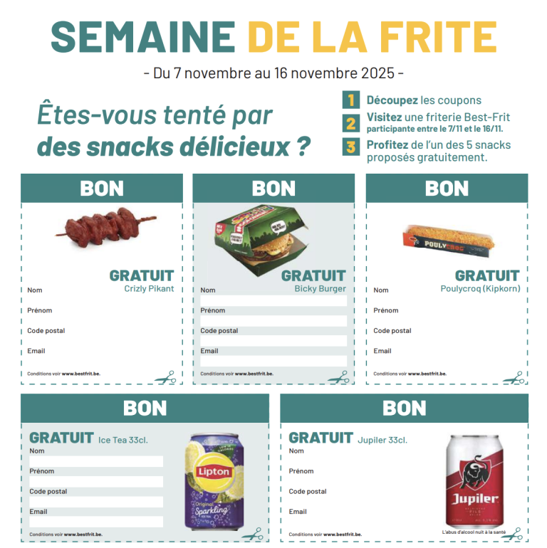 Semaine de la frite : 1 snack gratuit dans les friteries participantes