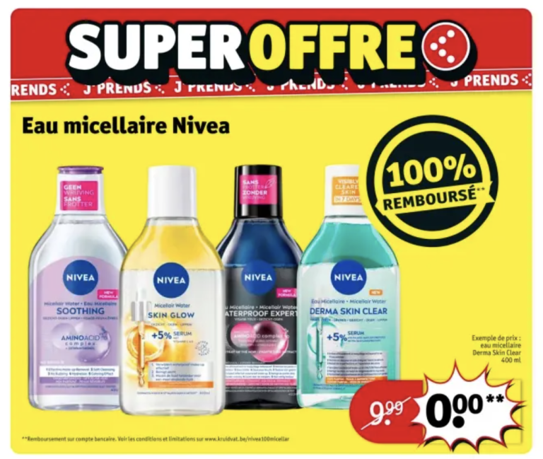Un produit NIVEA eau Micellaire 100% remboursé chez Kruidvat