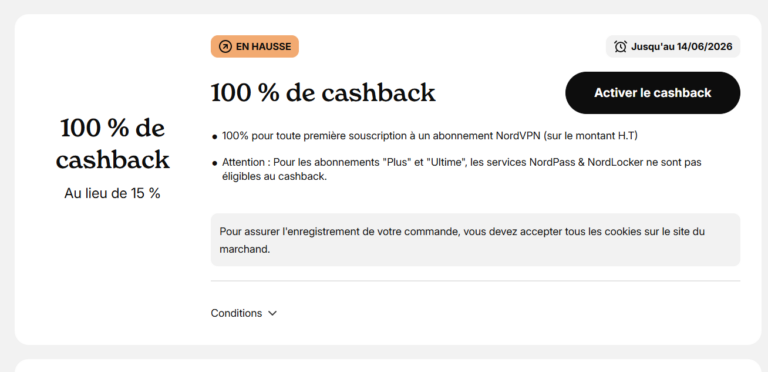 NordVPN 100% remboursé