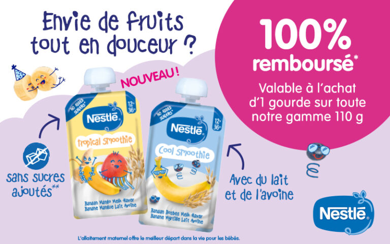 Gourde aux fruits Nestlé 100% remboursé
